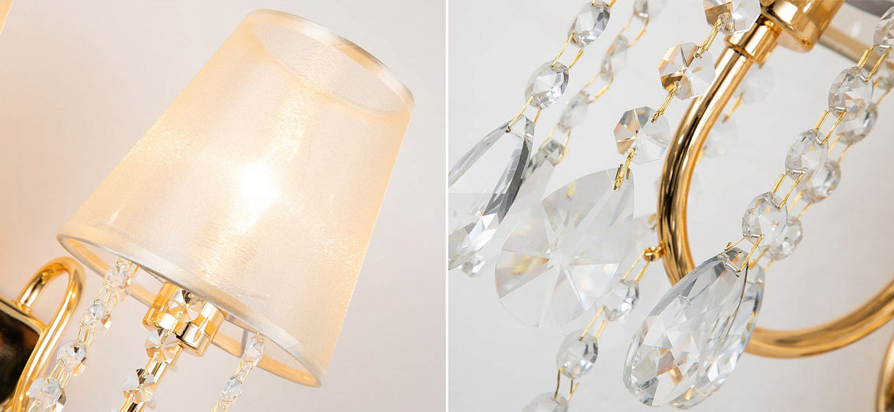 Двойное бра золотого цвета с хрустальным декором Dainty Light Двойное бра золотого цвета с хрустальным декором Dainty Light - Loft-Concept в Рязани
