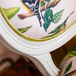 Стул светло-серый из натурального бука с изображением птиц и цветов Blooming Blue Birds варинант исполнения - 3 | Loft Concept в Рязани