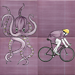 Плитка с узором Осьминог велосипедист варинант исполнения - 1 | Loft Concept в Рязани