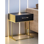 Приставной столик с резным узором на выдвижном ящике Black Table Carved Pattern варинант исполнения - 7 | Loft Concept в Рязани