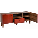 ТВ-тумба красная из массива бука с 2-мя дверками и ящиком Wenge Light варинант исполнения - 4 | Loft Concept в Рязани