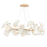Люстра круглая с белыми лепестками из керамики и прозрачными хрустальными цветками Диаметр 82 см Wintery flovers варинант исполнения - 3 | Loft Concept в Рязани