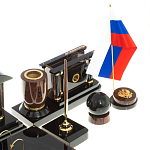 Настольный письменный набор с часами из природного камня обсидиана Peace Contract варинант исполнения - 5 | Loft Concept в Рязани