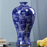 Ваза из фарфора сине-белого цвета Blue & White Ornament  варинант исполнения - 4 | Loft Concept в Рязани