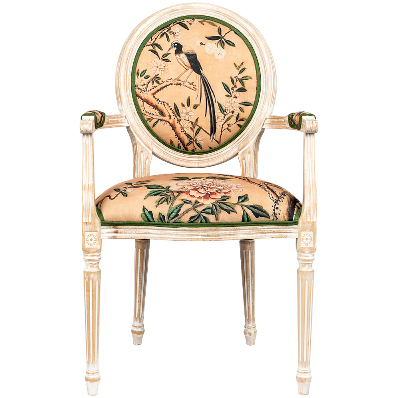 Стул с подлокотниками Beige and Green Chinoiserie Chair Бежевый Зеленый Стул с подлокотниками Beige and Green Chinoiserie Chair Бежевый Зеленый в Рязани | Loft Concept