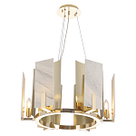 Люстра подвесная круглая с мраморными прямоугольными вставками и золотым основанием Диаметр 55 см Marble square Chandelier варинант исполнения - 1 | Loft Concept в Рязани