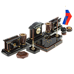 Настольный письменный набор с часами из природного камня обсидиана Peace Contract варинант исполнения - 2 | Loft Concept в Рязани