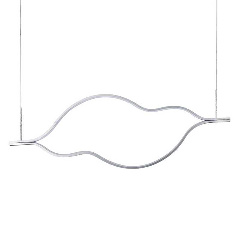 Подвесной светильник волнообразный изогнутый на двух тросах 123 см Spiral Lighting Черный Серебряный в Рязани | Loft Concept 