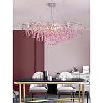 Люстра овальная с розовыми стеклянными подвесками в форме капель FAIRYTREE Light варинант исполнения - 4 | Loft Concept в Рязани