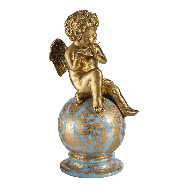 Фигурка Ангел с флейтой на шаре Seraphic Бронза Голубой в Рязани | Loft Concept 