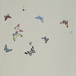 Обои ручная роспись Butterflies Icarus on Rose Shadow metallic silk варинант исполнения - 2 | Loft Concept в Рязани