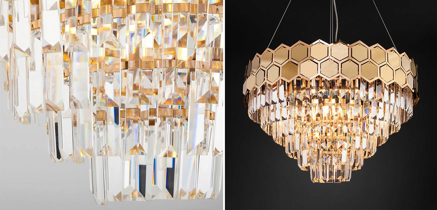 Люстра Hanging Hexagon Moira Chandelier gold Люстра Hanging Hexagon Moira Chandelier gold - Loft-Concept в Рязани