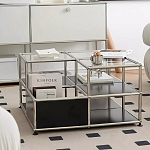 Дизайнерский журнальный стол квадратный с полками Akydy варинант исполнения - 2 | Loft Concept в Рязани