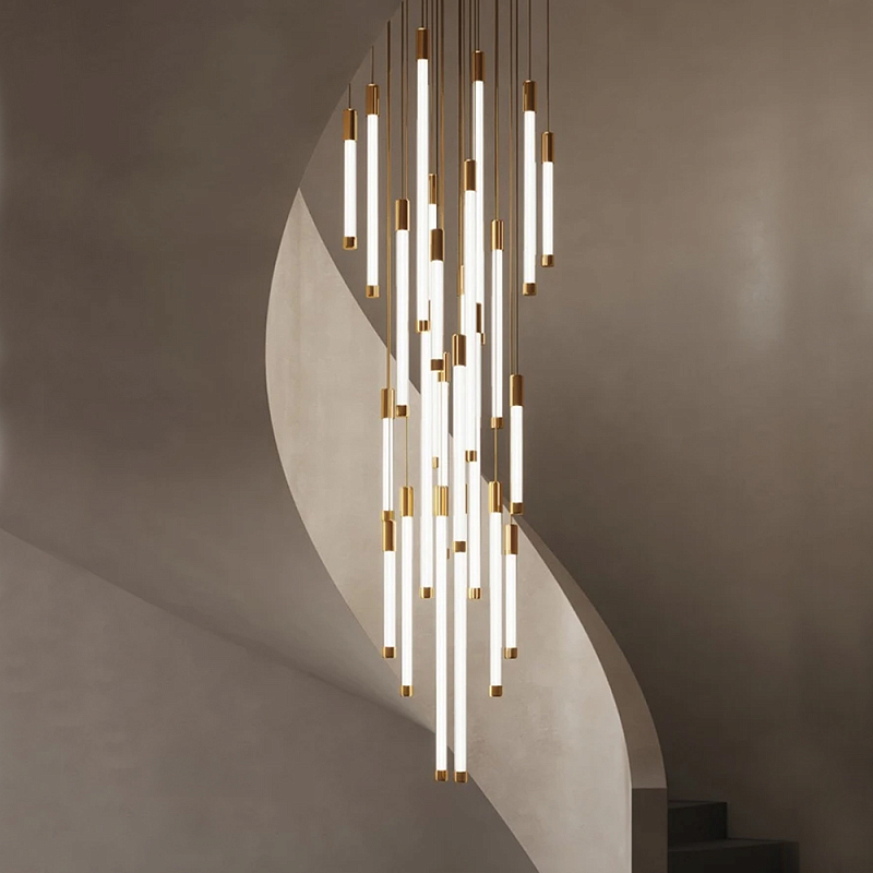 Люстра в современном стиле с 30-ю каскадными светодиодными лампами Golden LED Rain Золотой Белый в Рязани | Loft Concept 