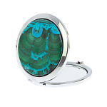 Зеркало карманное складное круглое из натурального камня Малахит с Хризоколлой в подарочной упаковке Silver Stone Mirrors варинант исполнения - 2 | Loft Concept в Рязани