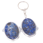 Зеркало брелок карманное двухстороннее из натурального камня Лазурит Stone Mirrors варинант исполнения - 2 | Loft Concept в Рязани