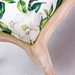 Банкетка из натурального бука золотистая с изображением птиц и цветов Blooming Birds варинант исполнения - 2 | Loft Concept в Рязани