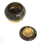 Икорница с крышкой с гравировкой из натурального камня Нефрит Decorative Cavair Dishes варинант исполнения - 7 | Loft Concept в Рязани