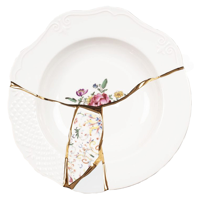 Тарелка глубокая Seletti Kintsugi 2 Белый Золотой Мульти Тарелка глубокая Seletti Kintsugi 2 Белый Золотой Мульти в Рязани | Loft Concept