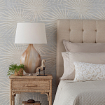 Настольная лампа на прозрачным основании с тканевым конусообразным абажуром Cream варинант исполнения - 2 | Loft Concept в Рязани