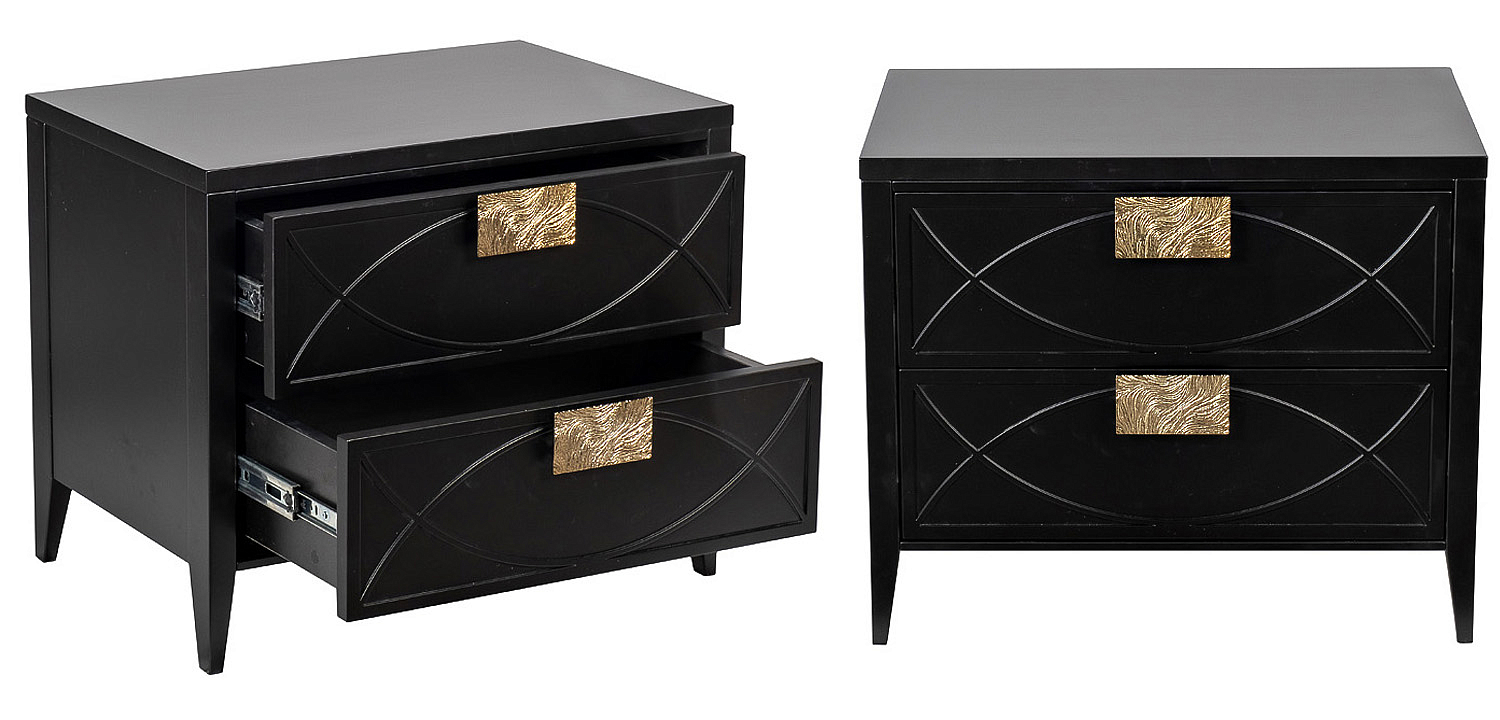 Тумба с 2-мя ящиками Amelie Black Nightstand Черная Тумба с 2-мя ящиками Amelie Black Nightstand Черная - Loft-Concept в Рязани