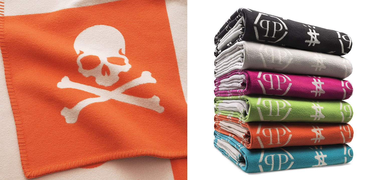 Плед Philipp Plein Plaid Cashmere Skull Orange Плед Philipp Plein Plaid Cashmere Skull Orange - Loft-Concept в Рязани