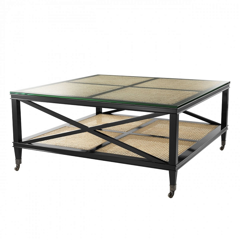 Журнальный стол Eichholtz Coffee Table Bahamas Черный Прозрачное Стекло Бежевый в Рязани | Loft Concept 