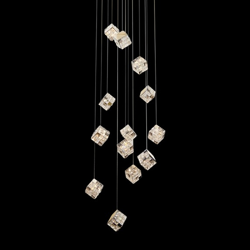 Люстра каскадная с мозаичным хрустальным оформлением Sparks of Crystal Прозрачный Хром Золотой Люстра каскадная с мозаичным хрустальным оформлением Sparks of Crystal Прозрачный Хром Золотой в Рязани | Loft Concept