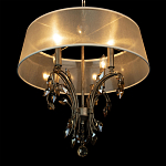 Люстра подвесная круглая с тканевым полупрозрачным абажуром и подвесками 4 лампы Gilded Elegance варинант исполнения - 5 | Loft Concept в Рязани