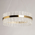 Люстра круглая золотого цвета с прозрачными рельефными стеклянными вставками Textured Glass Chandelier варинант исполнения - 4 | Loft Concept в Рязани