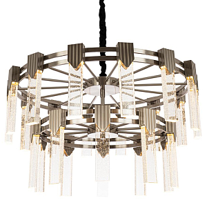 Двухъярусная люстра с прямоугольными хрустальными плафонами Glass Rectangles Chrome Chandelier 76