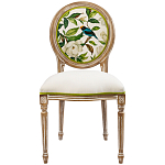 Стул бежевый из натурального бука с изображением птиц и цветов Blooming White Magnolias варинант исполнения - 1 | Loft Concept в Рязани