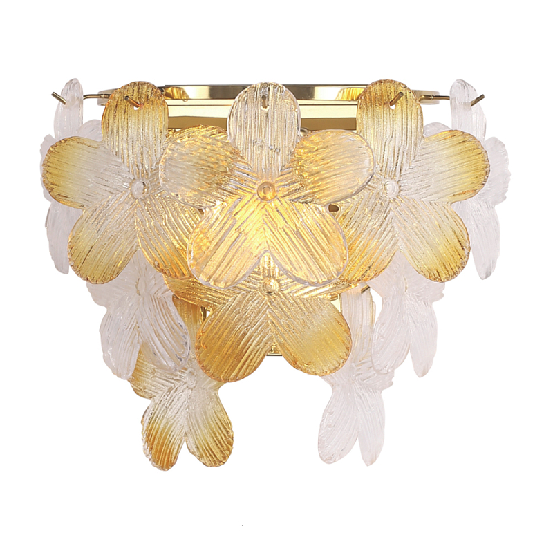 Бра с цветочными мотивами Light Floral Glow Золотой Прозрачное Стекло Янтарный в Рязани | Loft Concept 