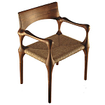 Стул из Ореха с плетеным сидением Kronos Dining Chair Brown варинант исполнения - 1 | Loft Concept в Рязани