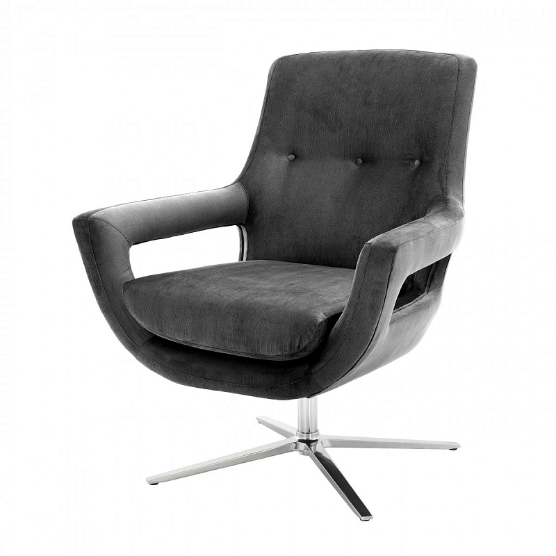 Кресло Eichholtz Swivel Chair Flavio Grey Никель Серый Кресло Eichholtz Swivel Chair Flavio Grey Никель Серый в Рязани | Loft Concept