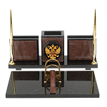 Настольный письменный набор из камня лемезит с гербом России Royal Accessory варинант исполнения - 1 | Loft Concept в Рязани