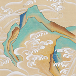 Обои ручная роспись Matsushima Waves Kano on Edo Straw India tea paper варинант исполнения - 1 | Loft Concept в Рязани