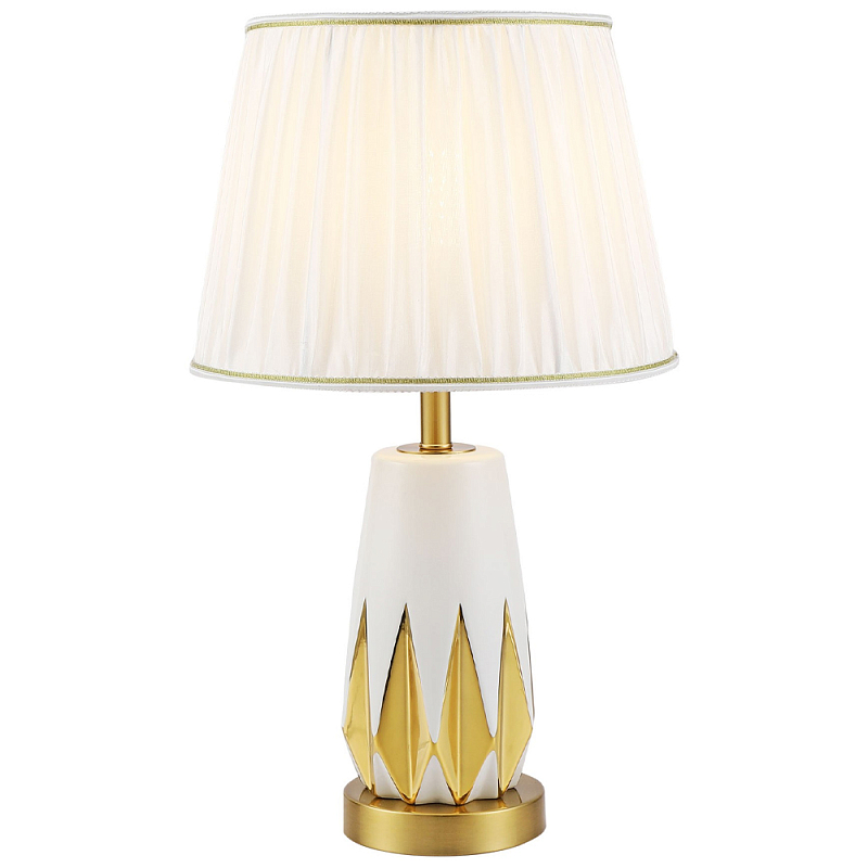 Настольная лампа с абажуром Femia White Gold Table Lamp Белый Золотой Настольная лампа с абажуром Femia White Gold Table Lamp Белый Золотой в Рязани | Loft Concept