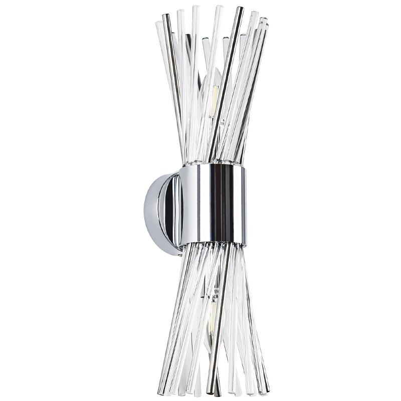 Бра с декором в виде хрустальных и металлических трубочек Nembus Glass Chrome Wall Lamp Прозрачный Хром Бра с декором в виде хрустальных и металлических трубочек Nembus Glass Chrome Wall Lamp Прозрачный Хром в Рязани | Loft Concept