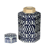 Ваза с крышкой и графическим узором в сине-белых цветах Blue & White Ornament  варинант исполнения - 1 | Loft Concept в Рязани