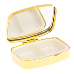 Таблетница карманная прямоугольная с 2-мя отделениями с зеркалом и накладкой из натурального камня Лазурит Gold Stone Pillboxes варинант исполнения - 3 | Loft Concept в Рязани
