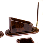 Настольный письменный набор с часами из природного камня обсидиана  Contract Extended варинант исполнения - 4 | Loft Concept в Рязани