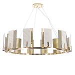 Люстра подвесная круглая с прямоугольными мраморными и золотистыми панелями на металлическом каркасе Диаметр 118 см Marble square Chandelier варинант исполнения - 1 | Loft Concept в Рязани