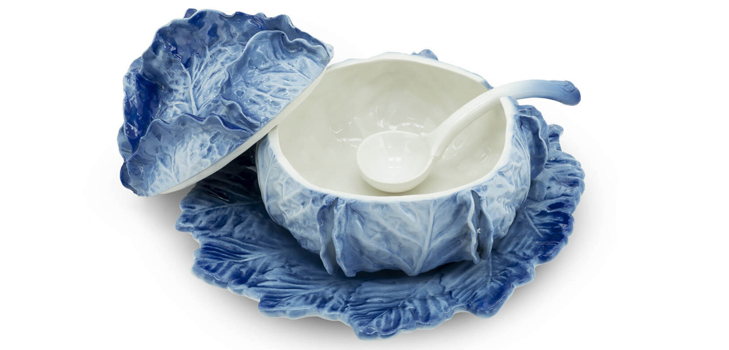 Супница SOUP BOWL CABBAGE W/PLATE D25 Blue Супница SOUP BOWL CABBAGE W/PLATE D25 Blue - Loft-Concept в Рязани