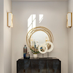 Золотое настенное круглое зеркало Golden Orbit варинант исполнения - 2 | Loft Concept в Рязани