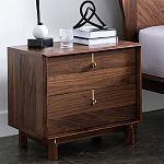 Прикроватный деревянный столик с ящиками Moon Walnut Furniture варинант исполнения - 1 | Loft Concept в Рязани