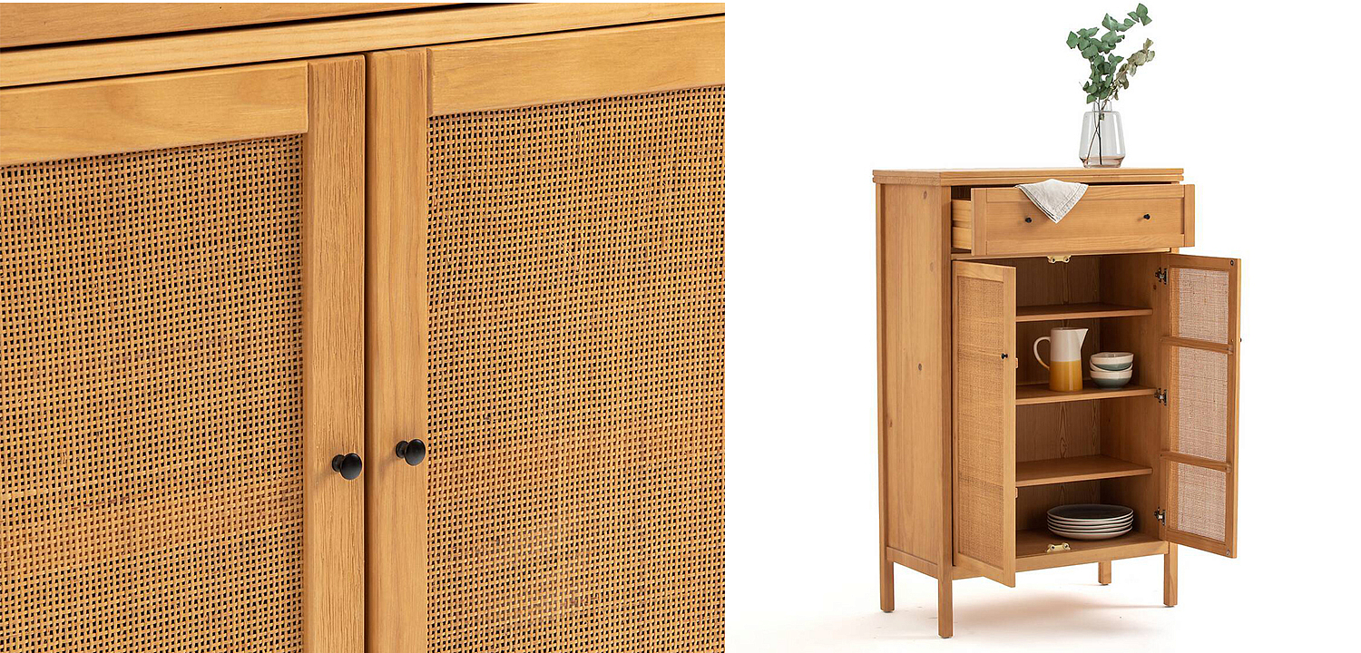 Комод в скандинавском стиле с плетеными дверцами Niels Wicker 3 drawers Комод в скандинавском стиле с плетеными дверцами Niels Wicker 3 drawers - Loft-Concept в Рязани