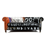 Диван Честерфильд граффити graffiti Orange Sofa натуральная кожа варинант исполнения - 3 | Loft Concept в Рязани