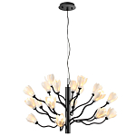 Люстра подвесная черного цвета с ветвями и белыми фарфоровыми цветами Floralis варинант исполнения - 8 | Loft Concept в Рязани