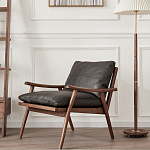 Кресло c каркасом из массива дерева и мягкой кожаной обивкой Walnut Armchair варинант исполнения - 11 | Loft Concept в Рязани